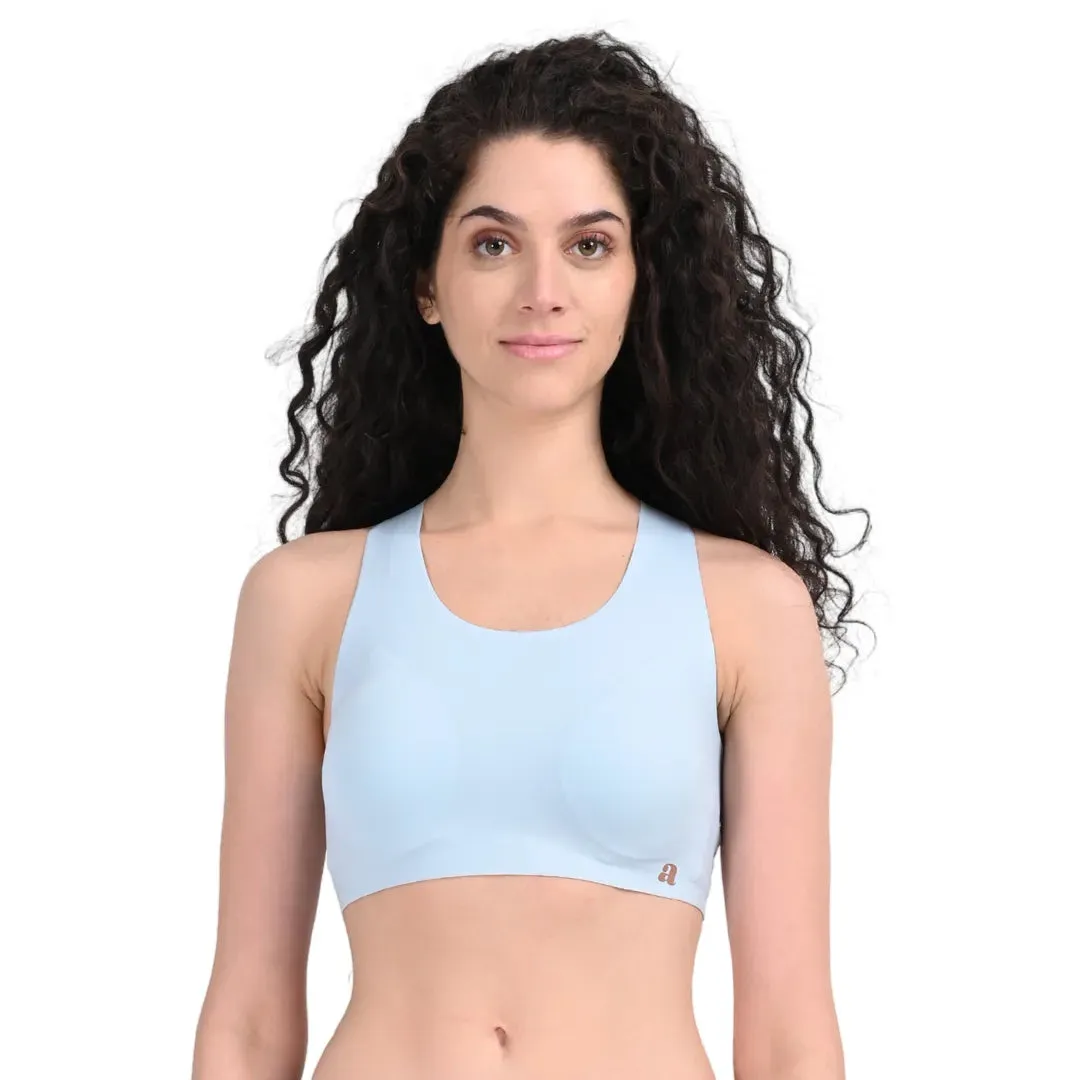 EzeFit Bra | Racerback | High Front Neck | T shirt Bra/Sports Bra | Seamless | Lightly Padded | Non Wired