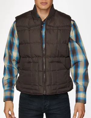 Men's Nylon Quilted Sleeveless Vest-NV629-Brown