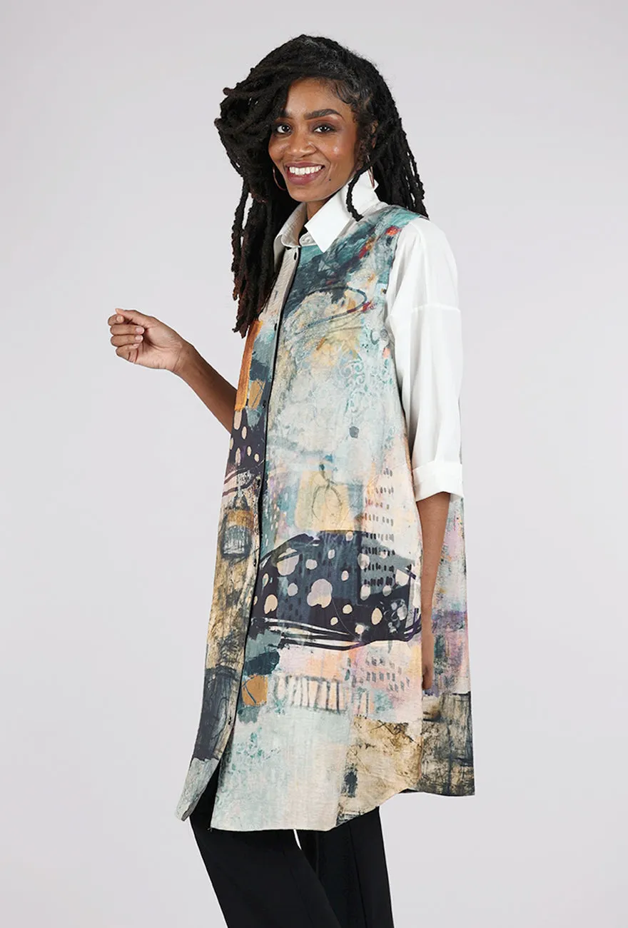 Reversible Art Vest, Peach/Jade