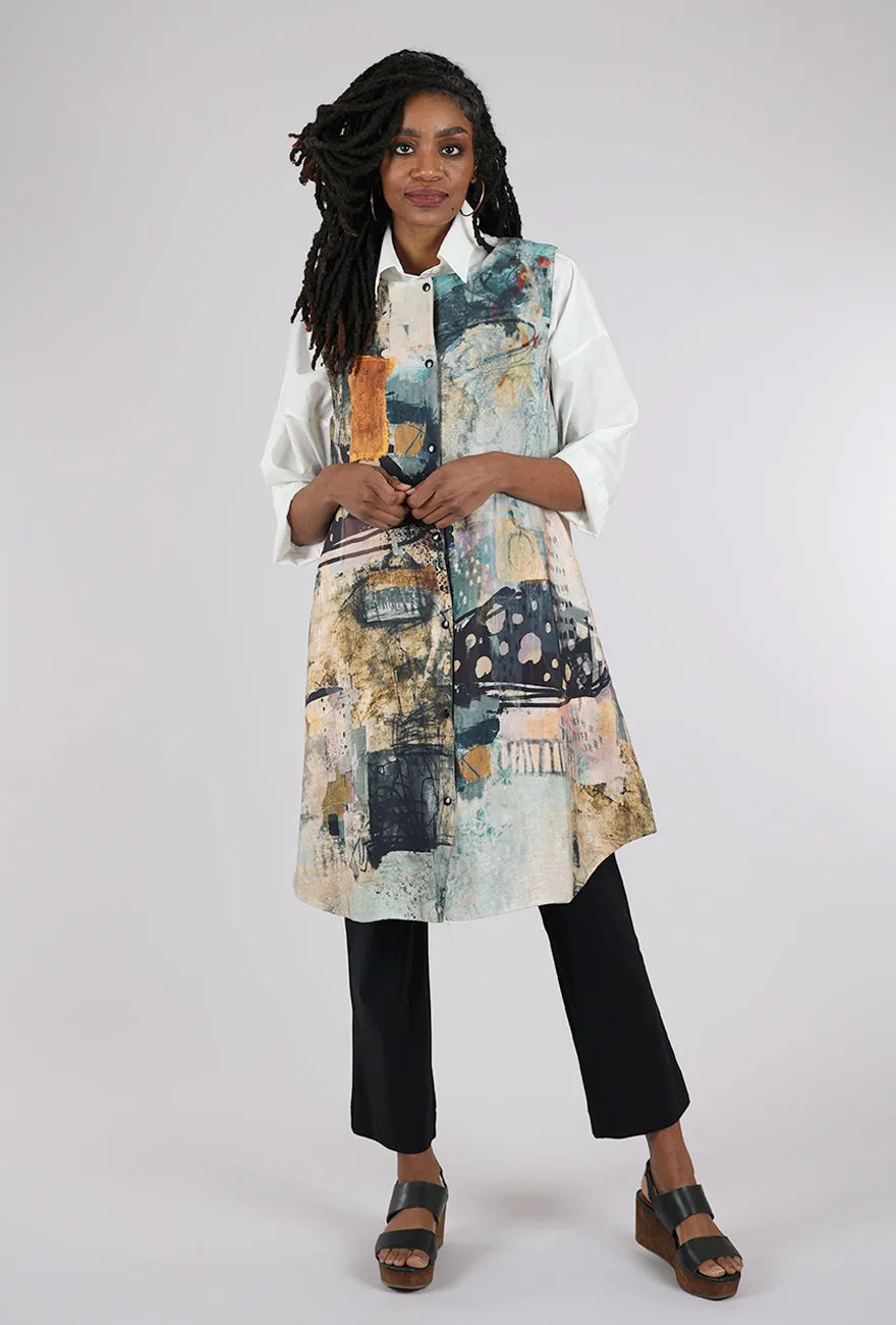Reversible Art Vest, Peach/Jade
