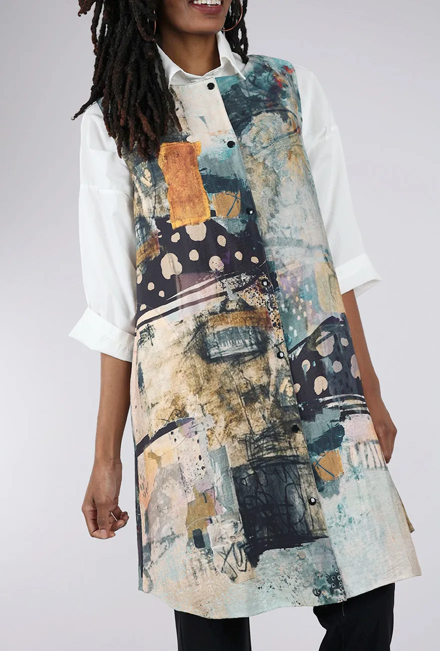Reversible Art Vest, Peach/Jade