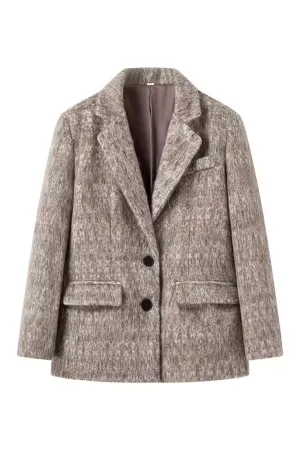 'Rowena' Wool Blend Collared Suit Jacket