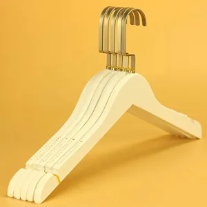 Xyijia Hanger 10Pcs/Lot 39Cm White Round Head Solid Wood Hangers Anti-Skid Wooden Hangers